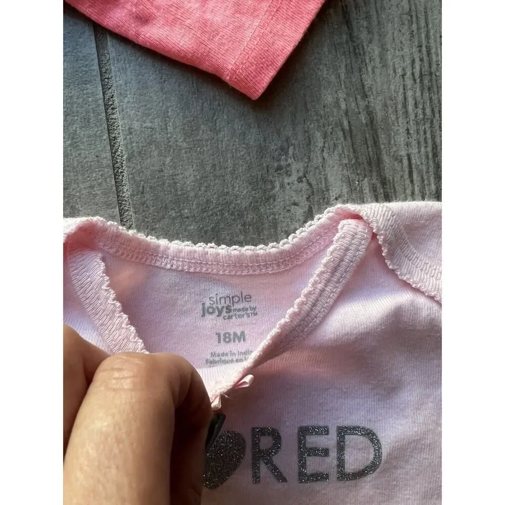 Baby Girl Toddler Bodysuit & Pants NEW 5 Piece Outfit Set Cotton Pink ADORED 18M